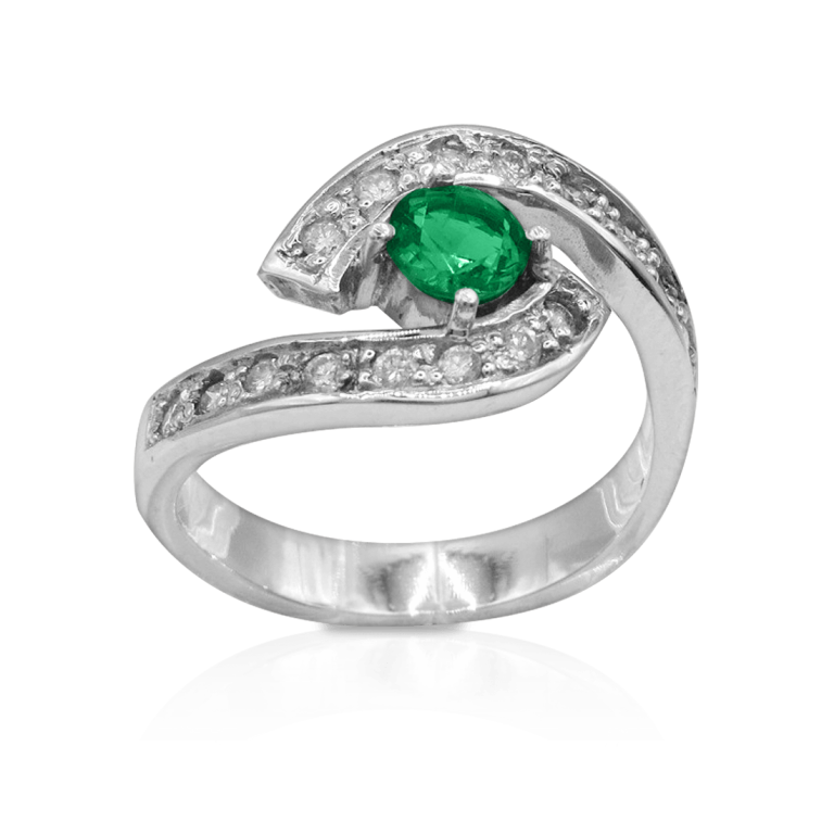 Emerald Infinite Glow Ring DT 1771 from Duetto Galería, crafted in gold with Colombian emeralds and diamonds Anillo Emerald Infinite Glow DT 1771 de Duetto Galería, elaborado en oro con esmeraldas y diamantes colombianos